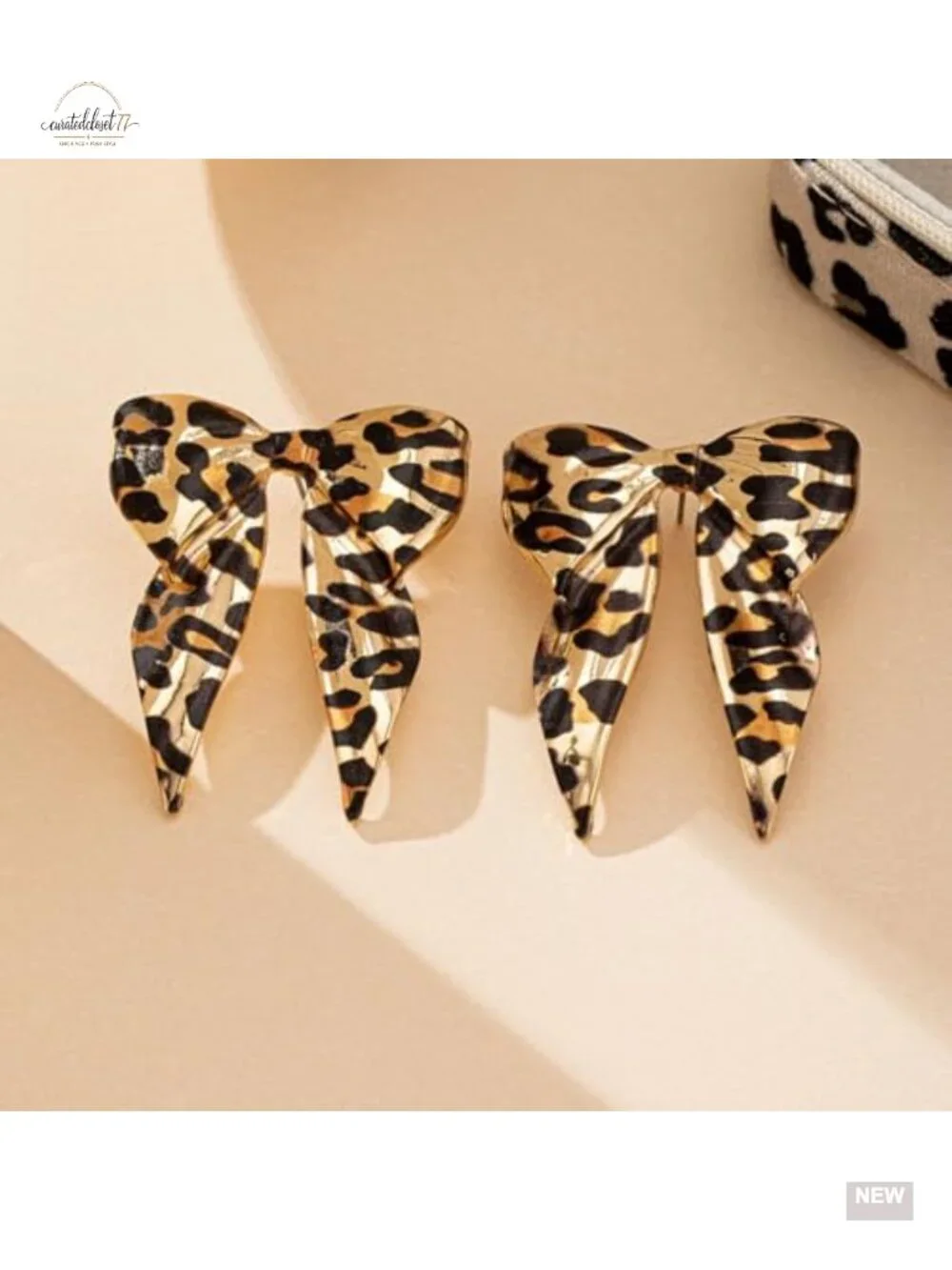 Chunky Leopard Dangle Earrings Statement Drop Geometric Animal Print